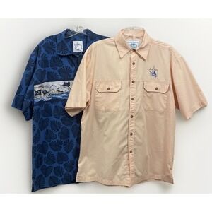 Guy Harvey Lot Of 2 Short Sleeve Button Down Camp‎ Shirts Men's Size Medium
